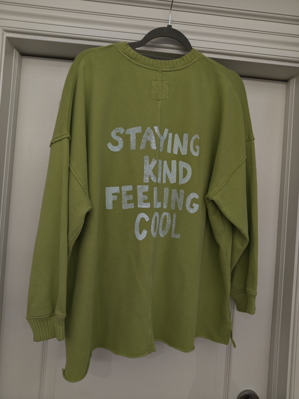 aerie Olive Green Oversized Crewneck Sweatshirt With Graphic On Back